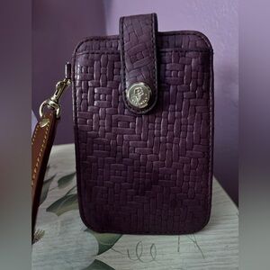 Vintage B. Makowsky Leather ID Case, Credit Card, Coin Wristlet. Purple
